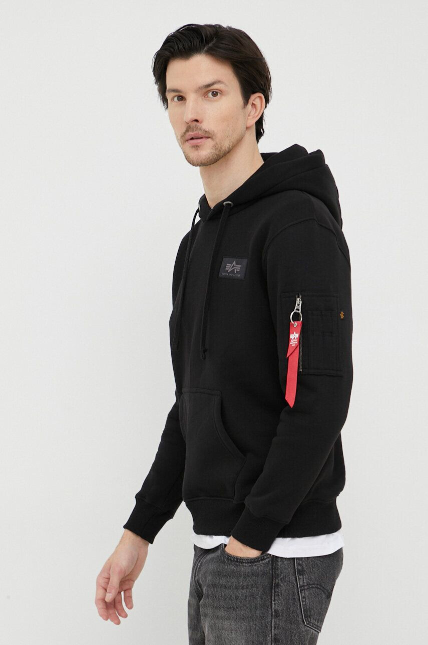 Alpha Industries Pulover moška črna barva s kapuco - Pepit.si