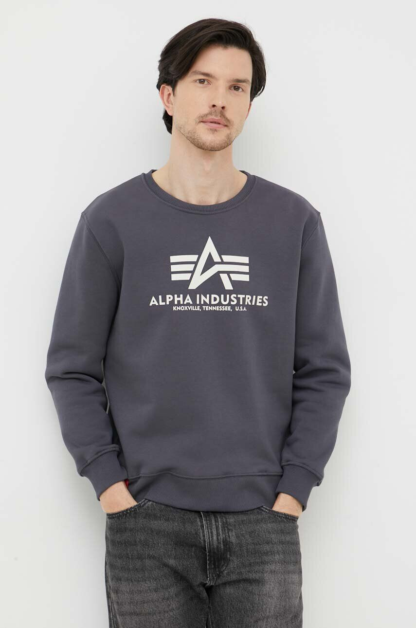 Alpha Industries Pulover moška siva barva - Pepit.si