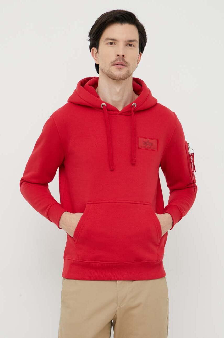 Alpha Industries Pulover moška rdeča barva s kapuco - Pepit.si