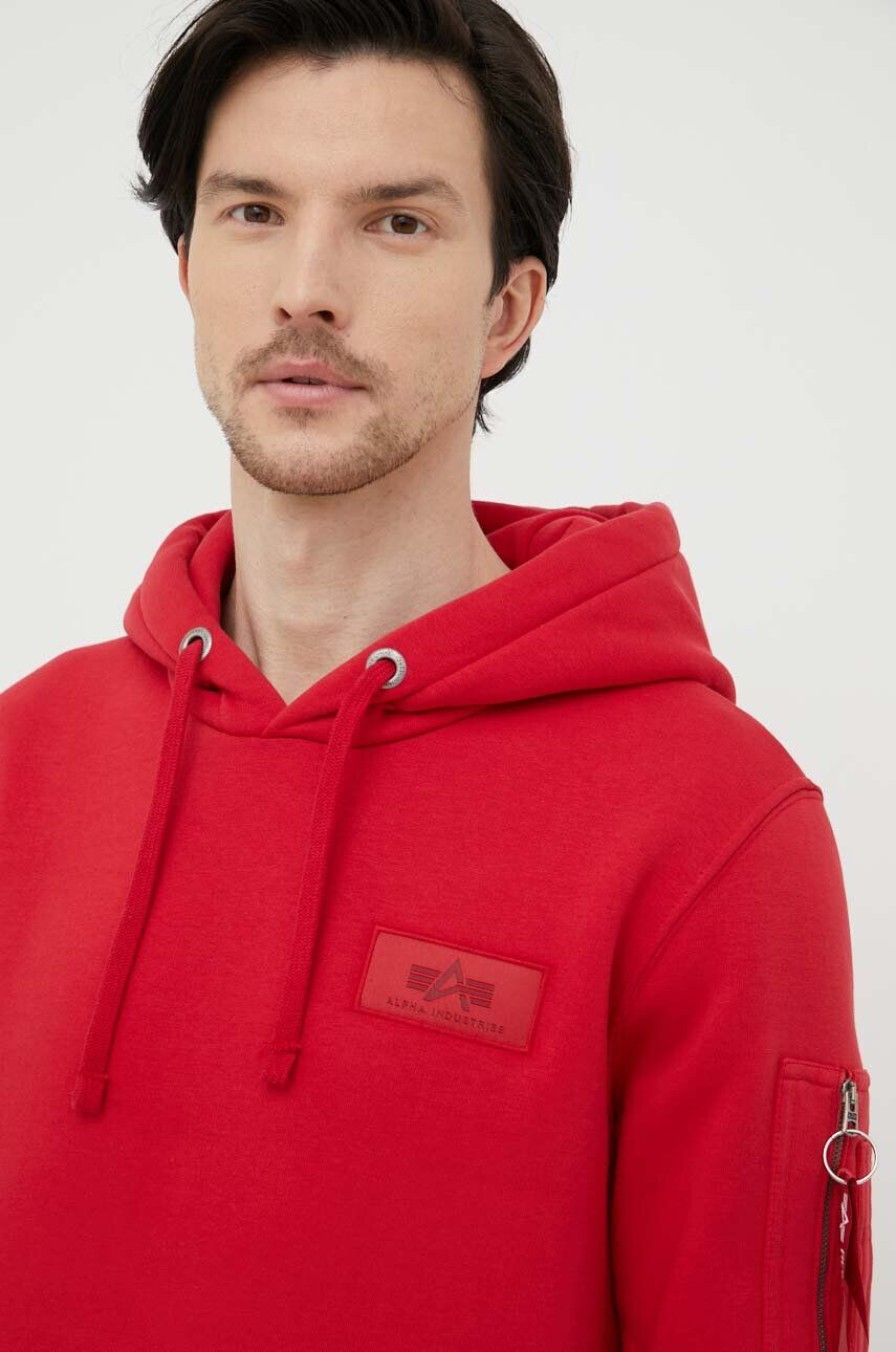 Alpha Industries Pulover moška rdeča barva s kapuco - Pepit.si