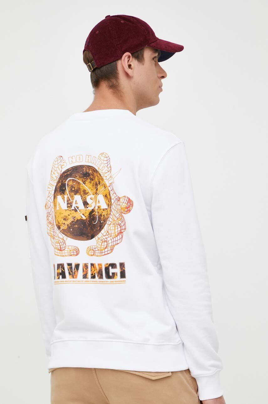 Alpha Industries Pulover x Nasa moški bela barva - Pepit.si