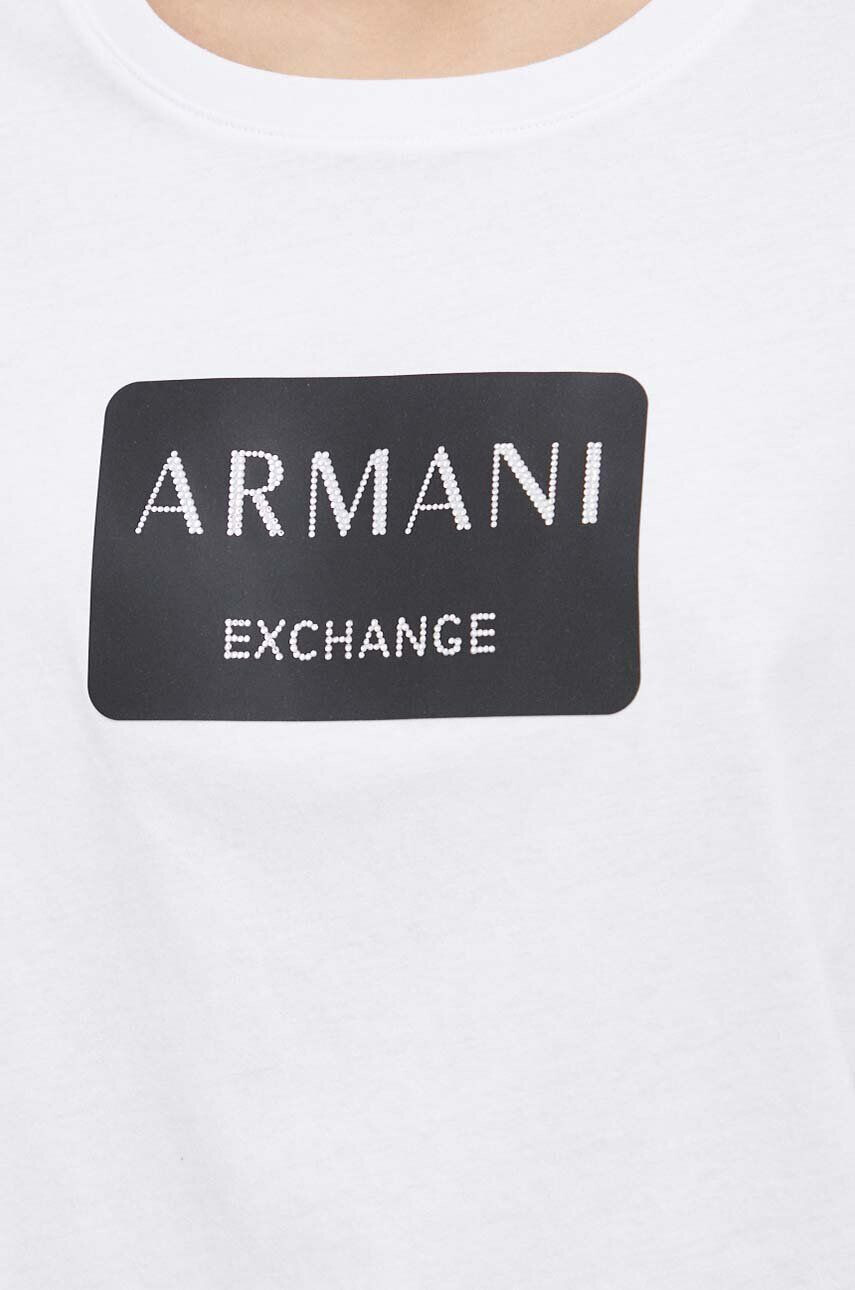 Armani Exchange Bombažna kratka majica bela barva - Pepit.si