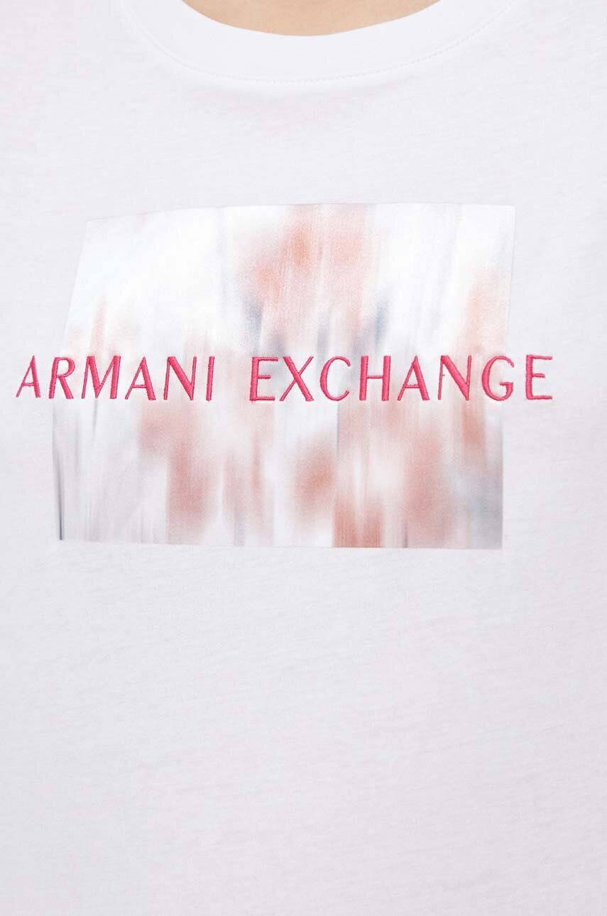 Armani Exchange Bombažna kratka majica bela barva - Pepit.si