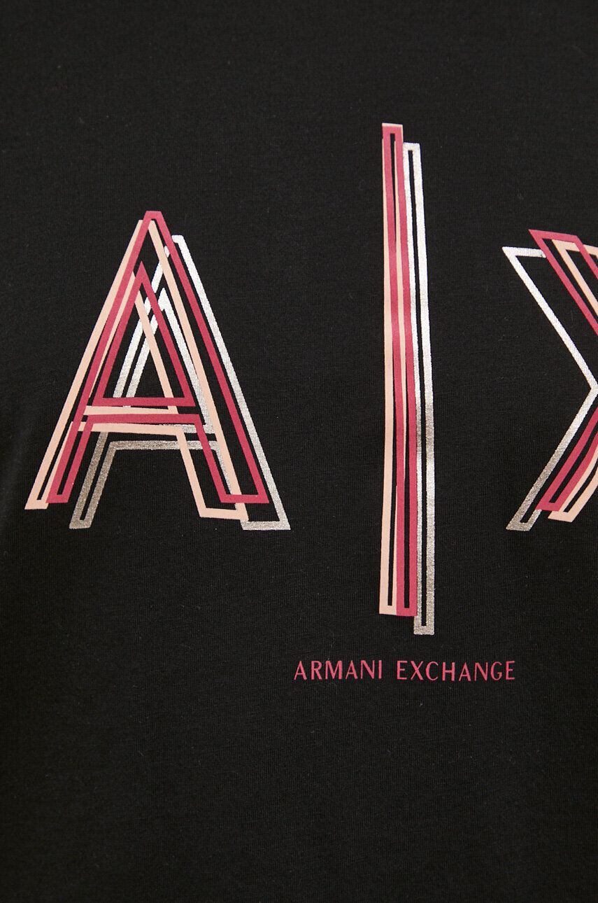 Armani Exchange Bombažna kratka majica črna barva - Pepit.si