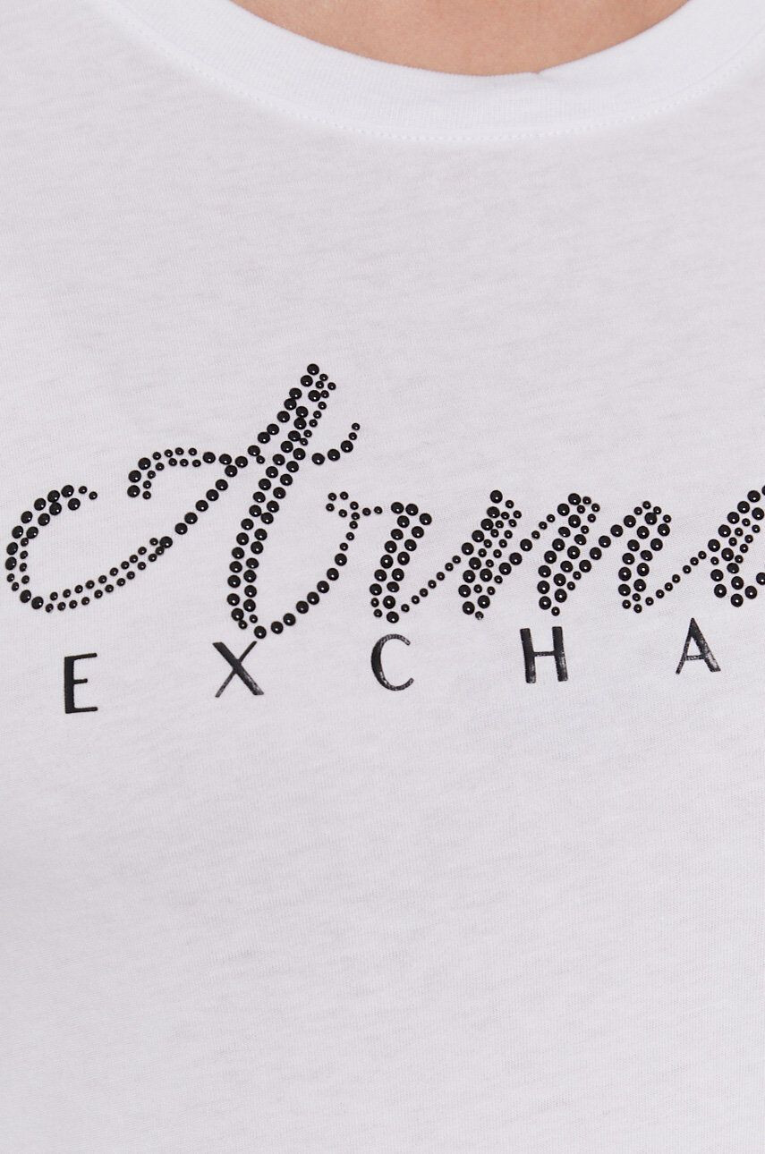 Armani Exchange Bombažna kratka majica bela barva - Pepit.si