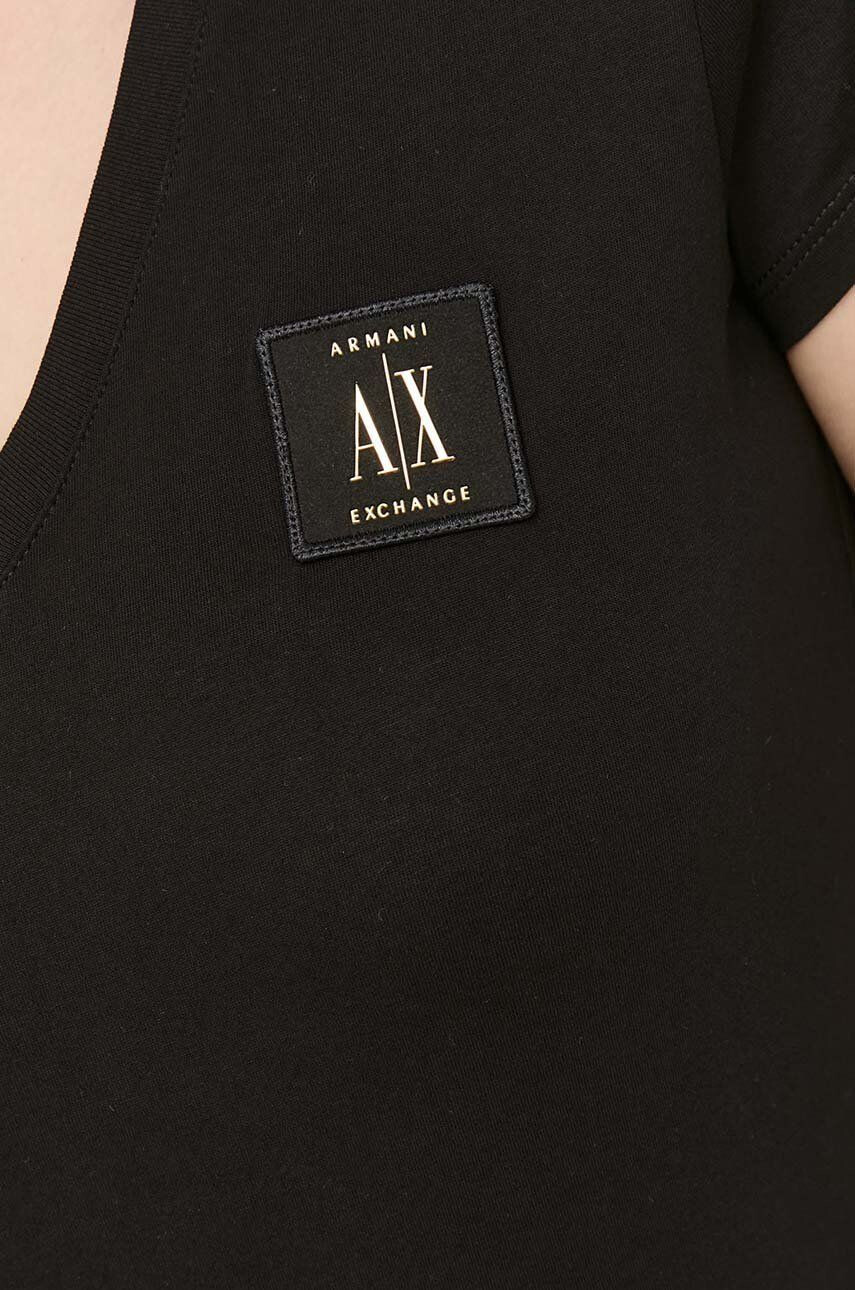 Armani Exchange Bombažna kratka majica črna barva - Pepit.si