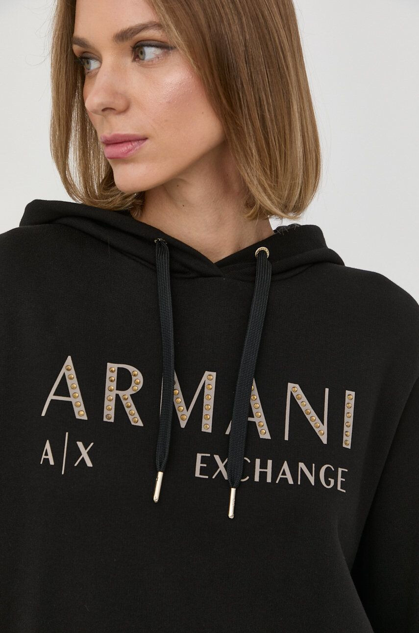 Armani Exchange Bombažna obleka črna barva - Pepit.si