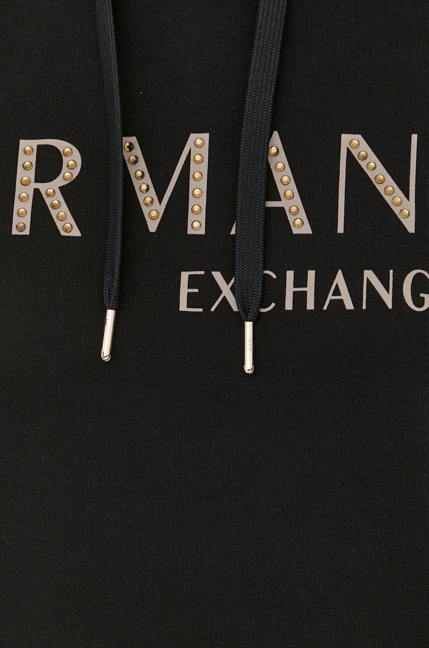 Armani Exchange Bombažna obleka črna barva - Pepit.si