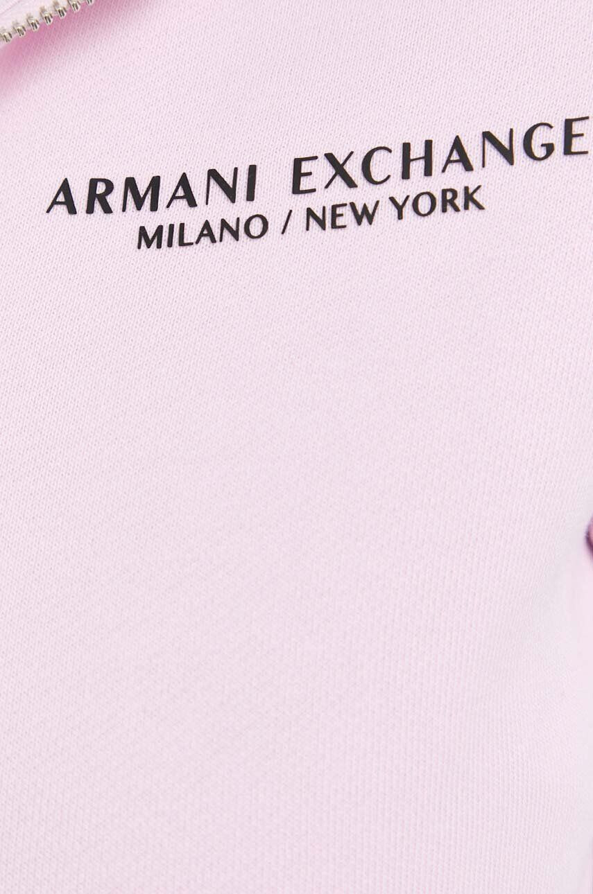 Armani Exchange Pulover ženska roza barva s kapuco - Pepit.si