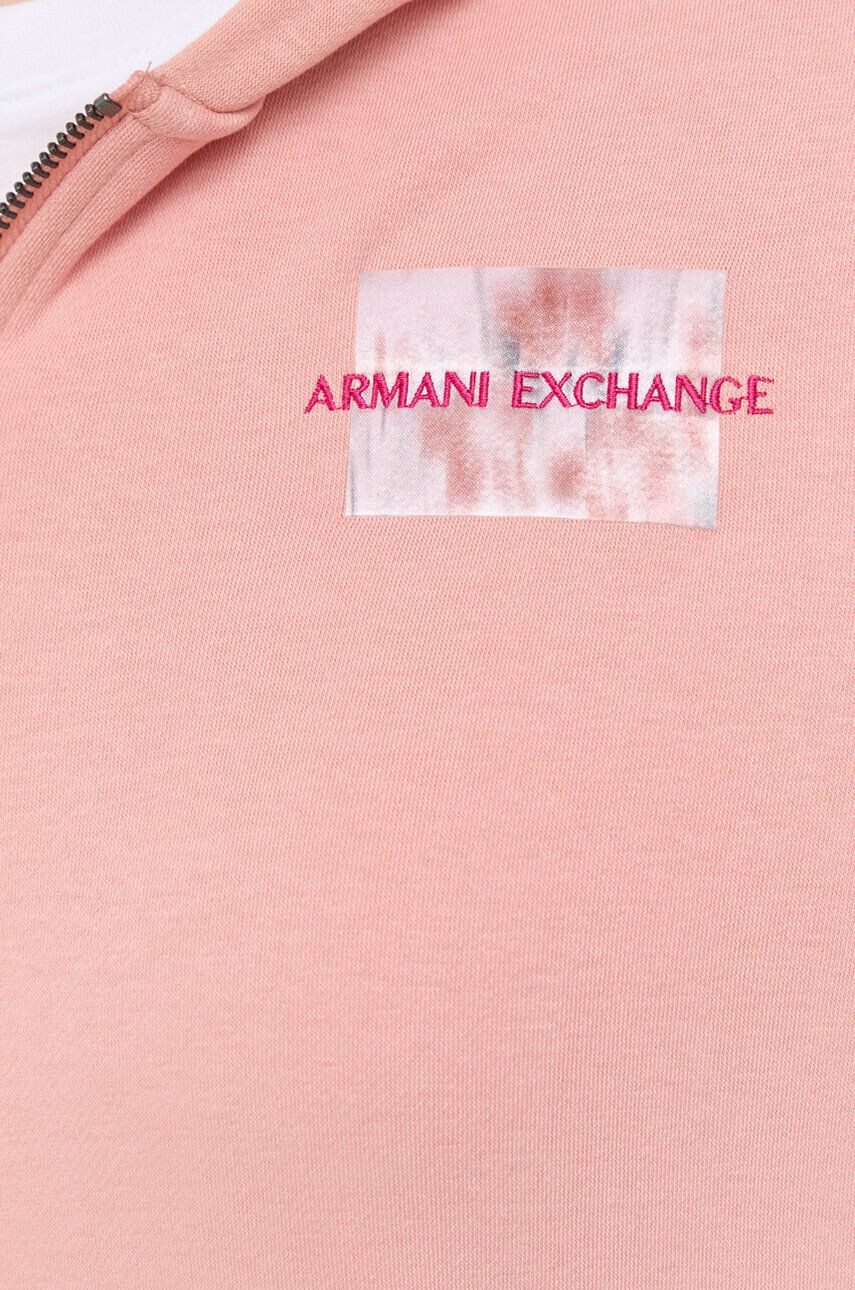 Armani Exchange Pulover ženska oranžna barva s kapuco - Pepit.si