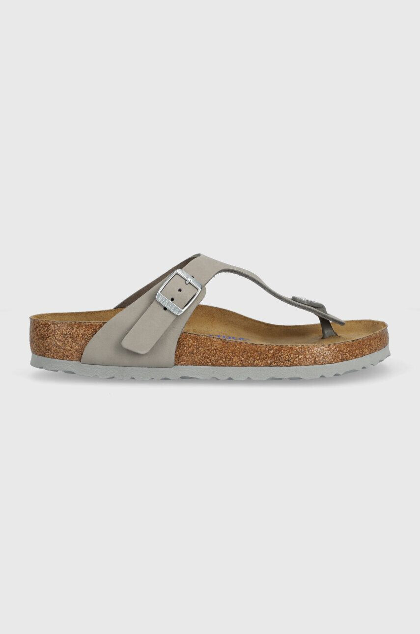 Birkenstock Japonke iz semiša ženski siva barva - Pepit.si