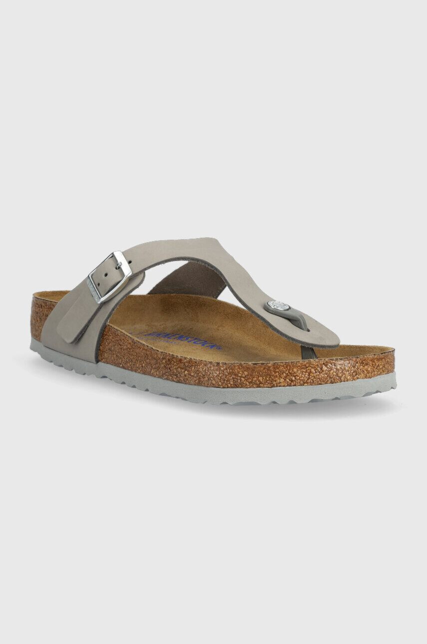 Birkenstock Japonke iz semiša ženski siva barva - Pepit.si