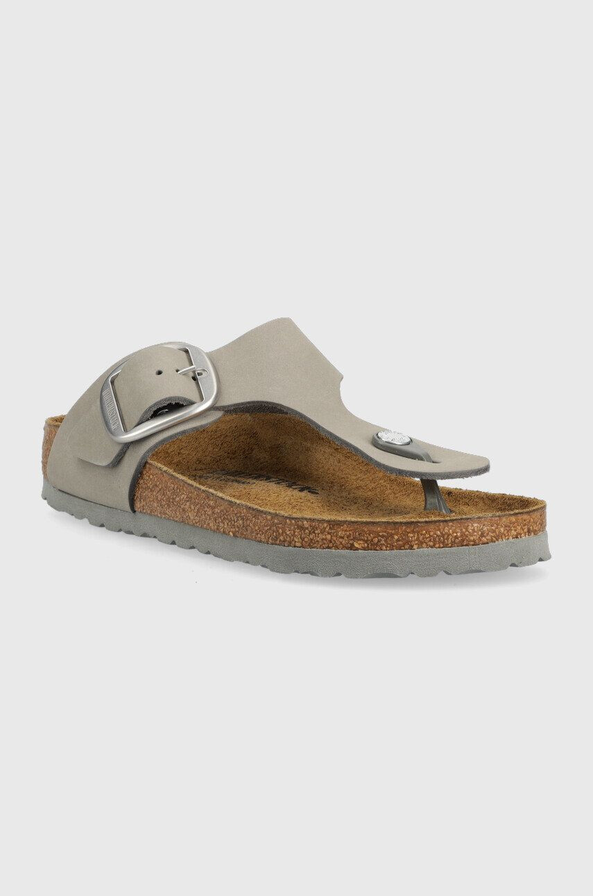 Birkenstock Japonke iz semiša Gizeh Big Buckle ženske siva barva 1022205 - Pepit.si