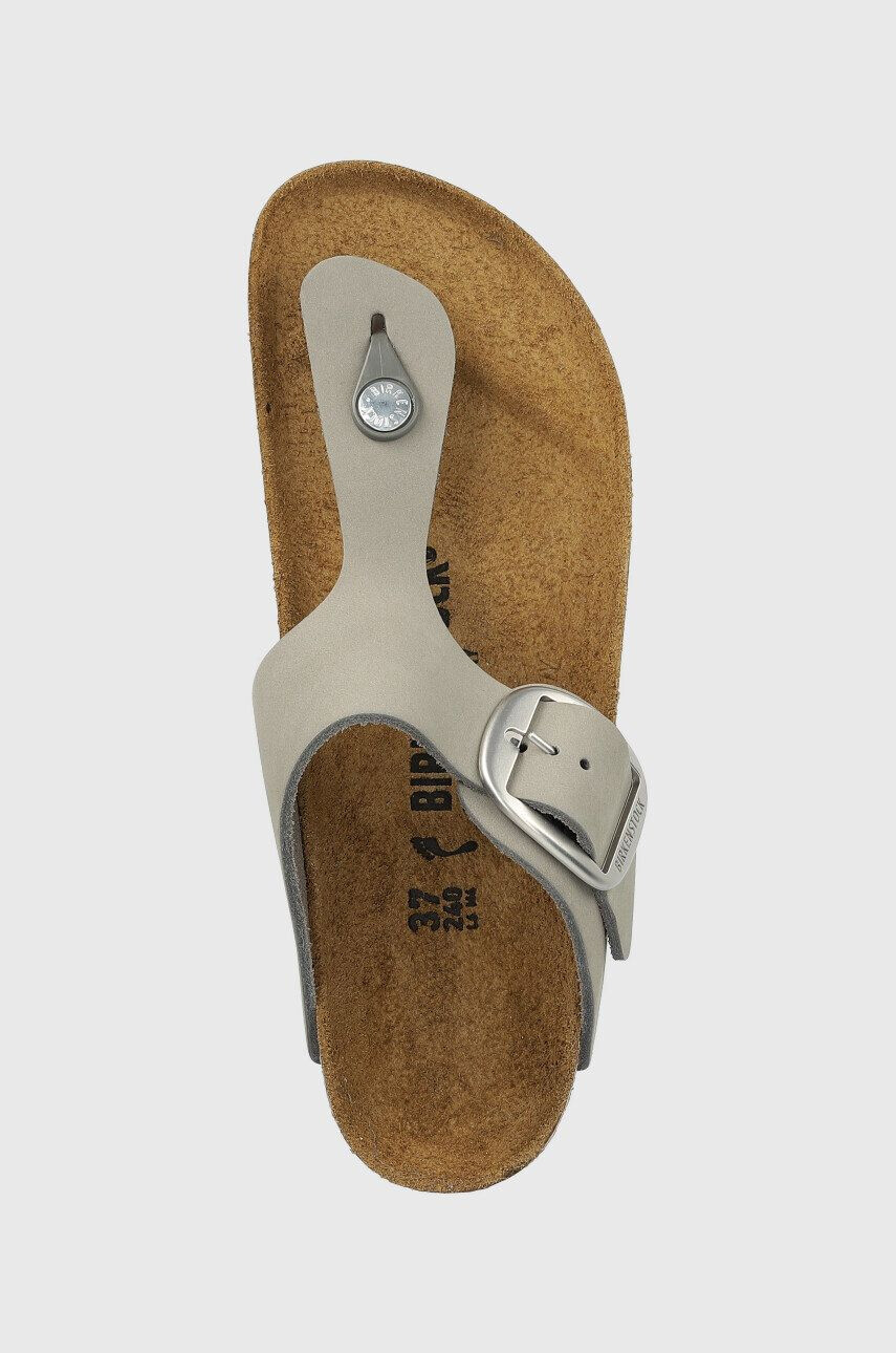 Birkenstock Japonke iz semiša Gizeh Big Buckle ženske siva barva 1022205 - Pepit.si