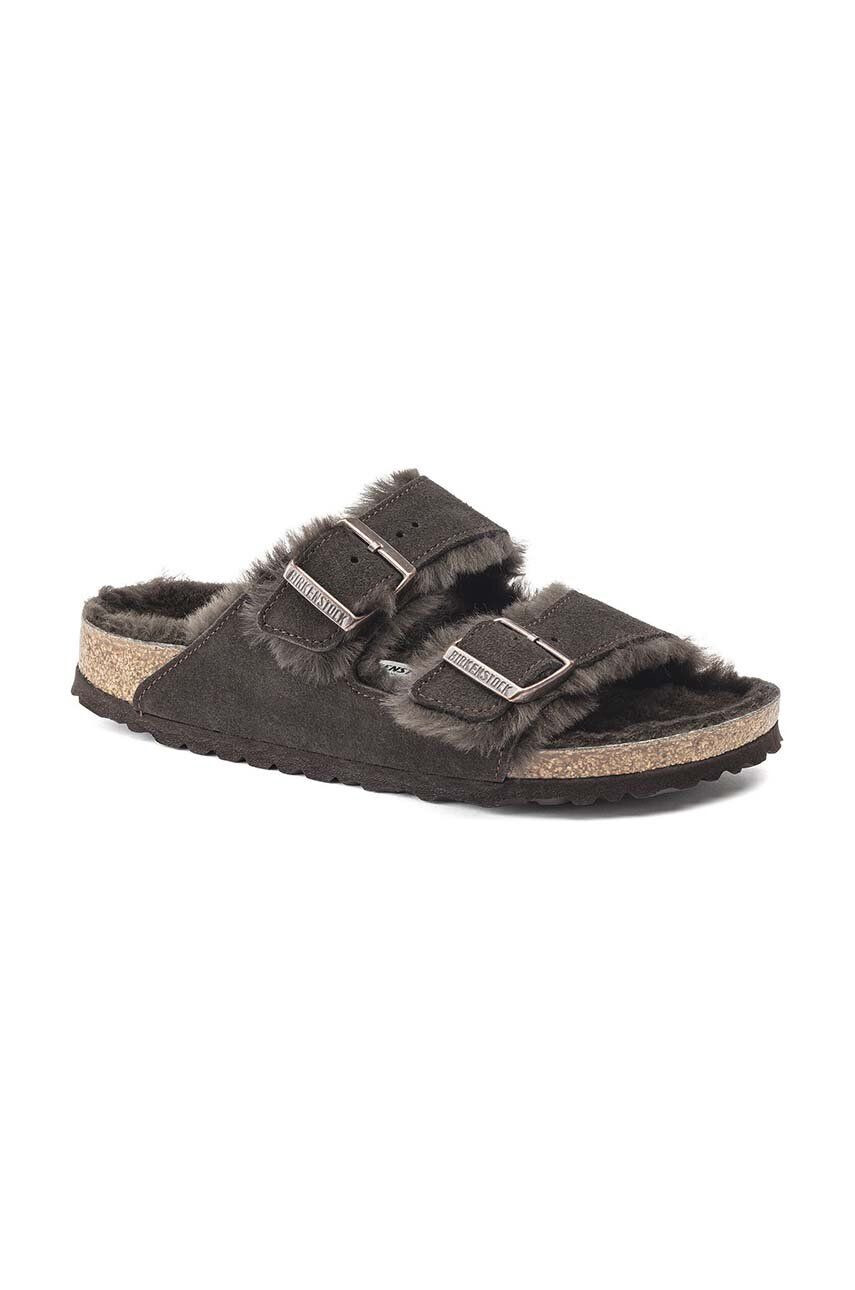 Birkenstock Natikači iz semiša Arizona ženski rjava barva 1020528 - Pepit.si