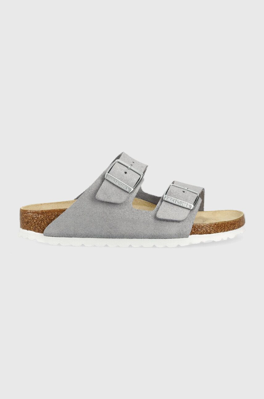 Birkenstock Natikači iz semiša Arizona BS ženski srebrna barva 1024248 - Pepit.si