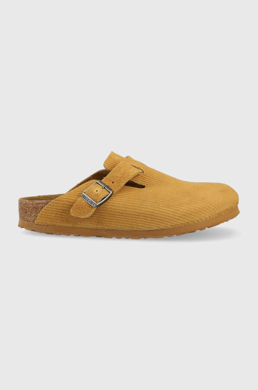 Birkenstock Natikači iz semiša Boston Corduroy ženski bež barva 1025668 - Pepit.si