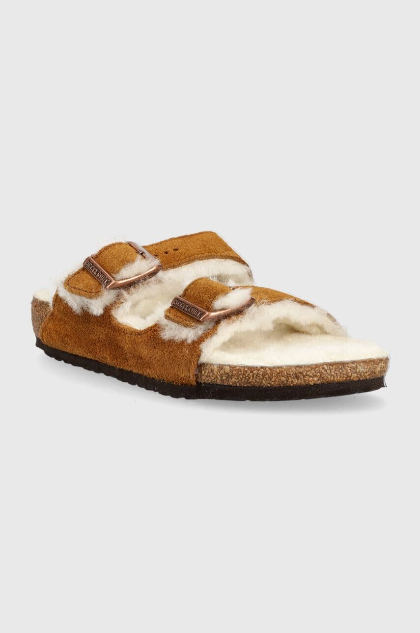 Birkenstock Otroški natikači iz semiša rjava barva - Pepit.si