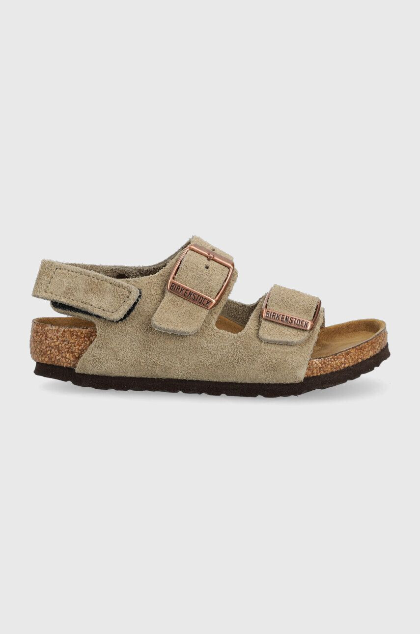 Birkenstock Otroški sandali iz semiša Milano bež barva - Pepit.si