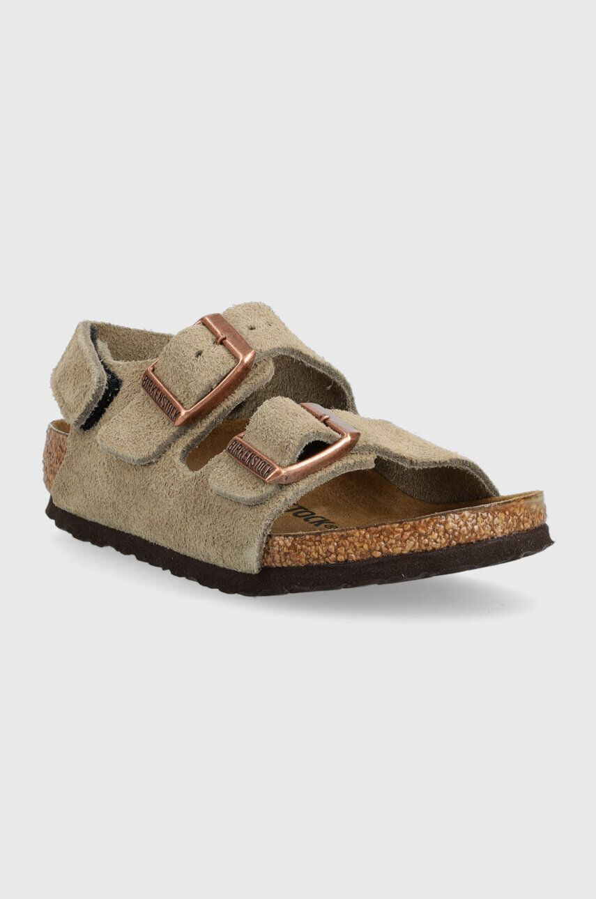 Birkenstock Otroški sandali iz semiša Milano bež barva - Pepit.si