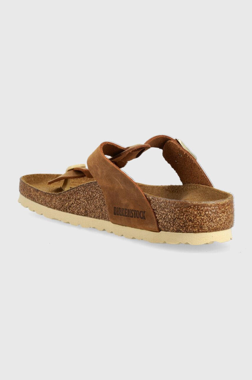 Birkenstock Usnjene japonke Gizeh Braided ženske rjava barva - Pepit.si