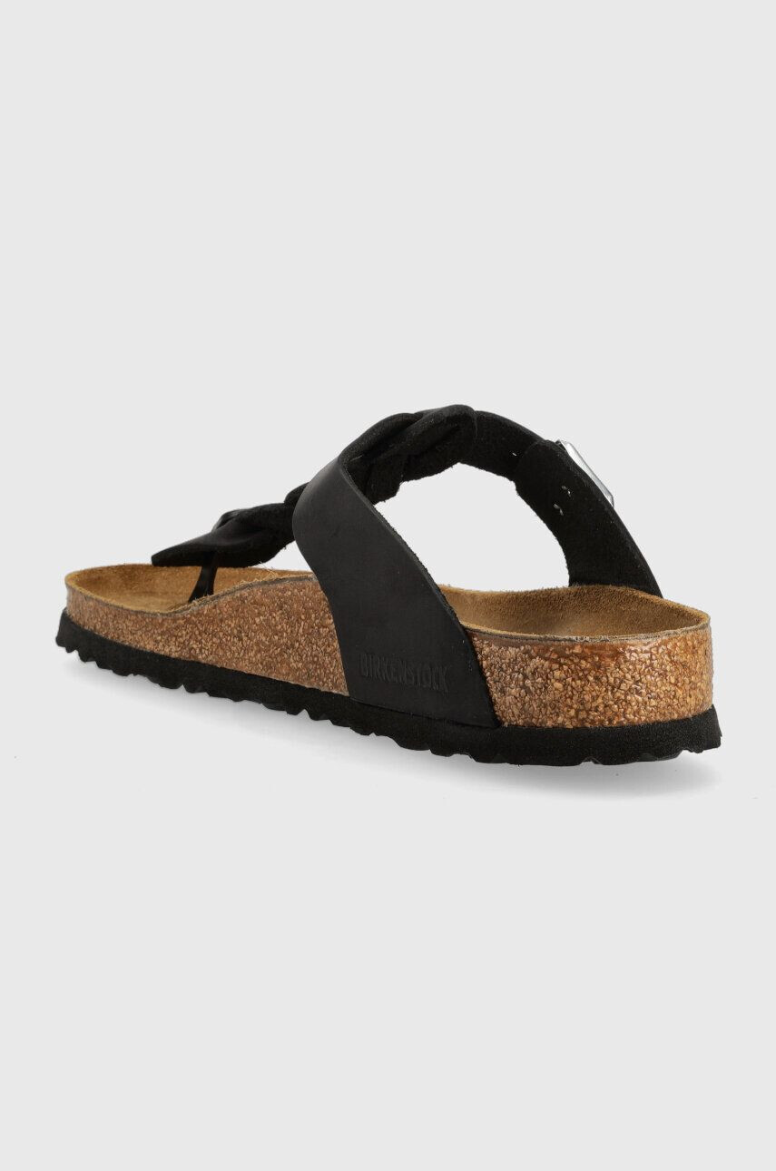 Birkenstock Usnjene japonke ženski črna barva - Pepit.si