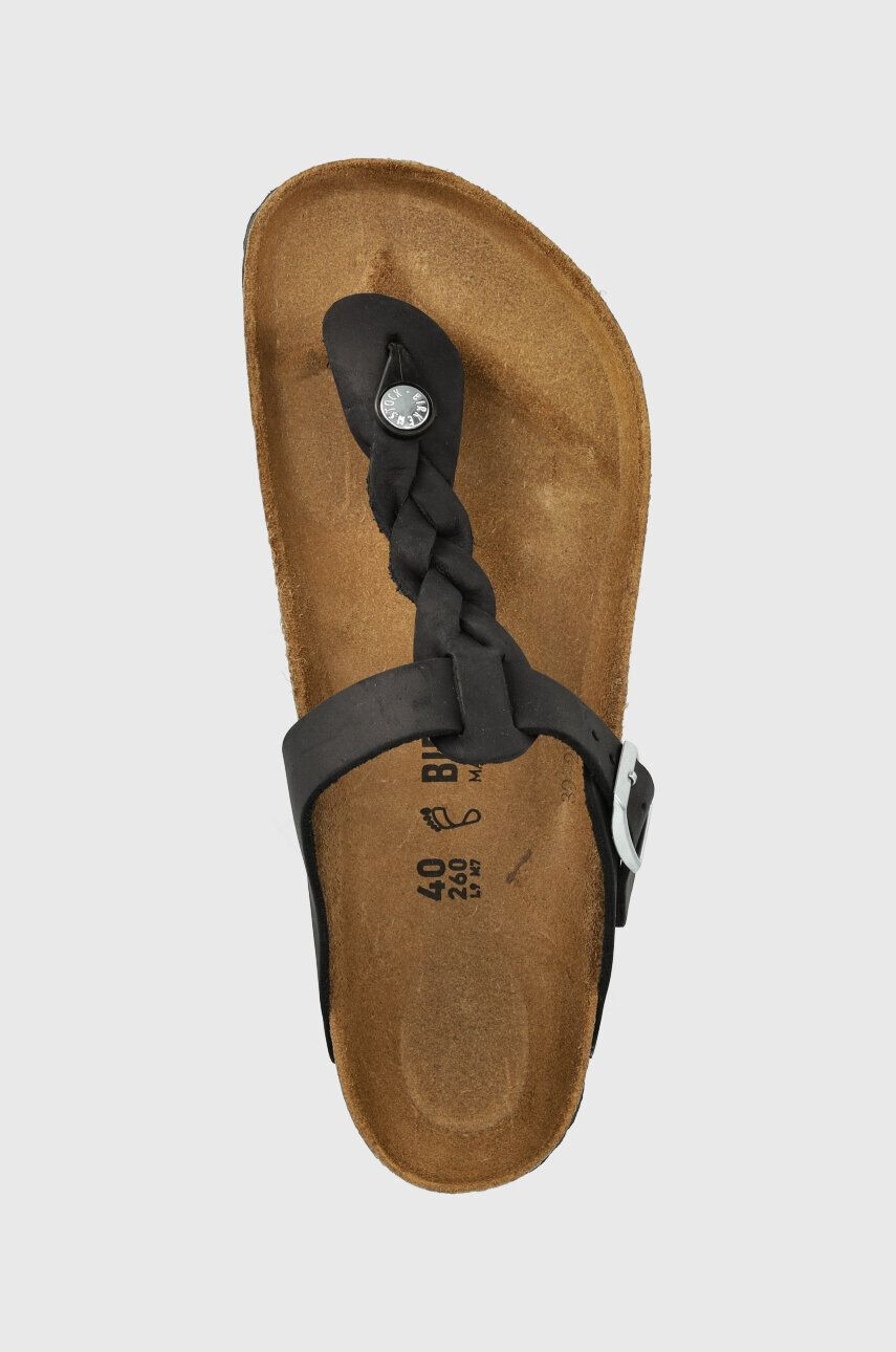 Birkenstock Usnjene japonke ženski črna barva - Pepit.si