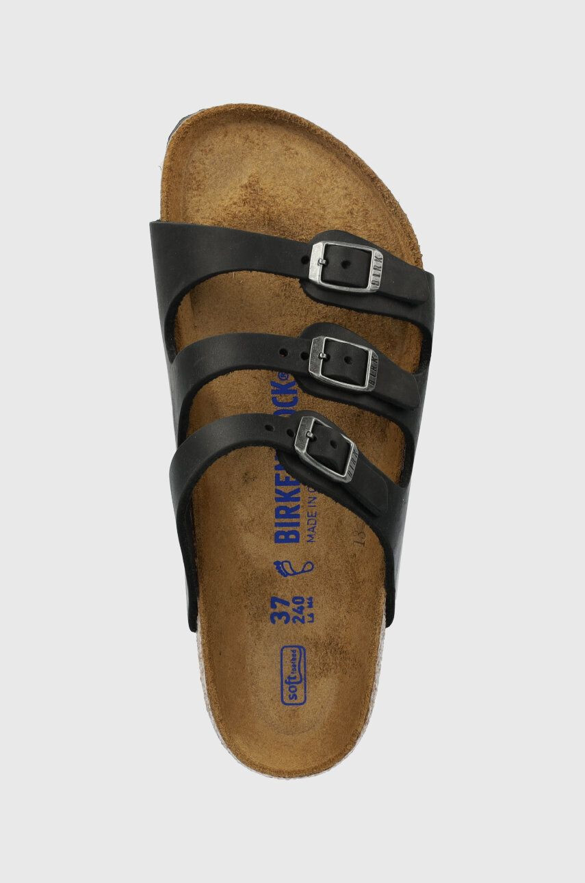 Birkenstock Usnjeni natikači Florida ženski črna barva 1011445 - Pepit.si