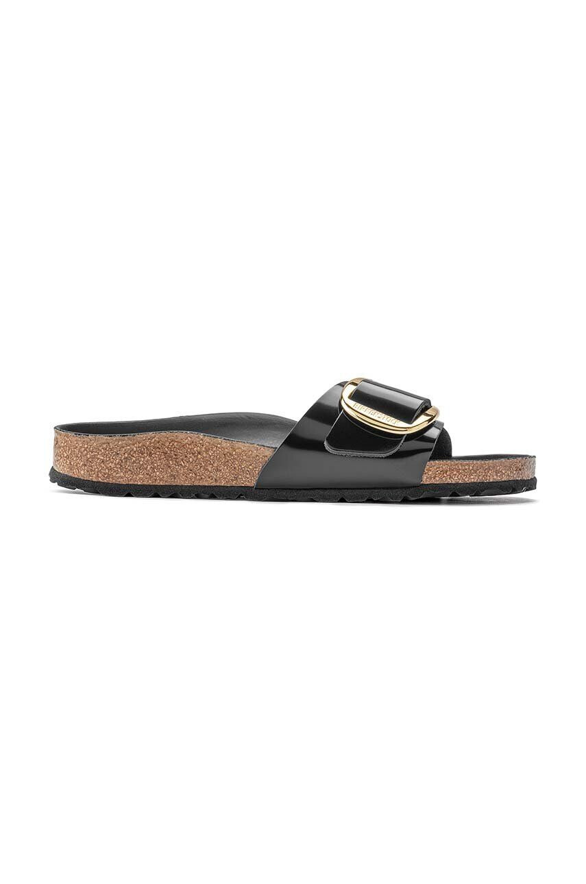 Birkenstock Usnjeni natikači Madrid ženski črna barva 1022541 - Pepit.si