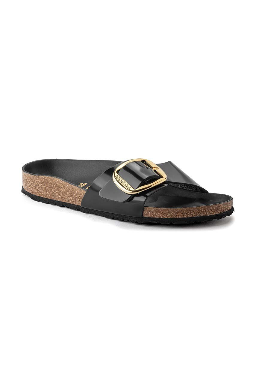 Birkenstock Usnjeni natikači Madrid ženski črna barva 1022541 - Pepit.si