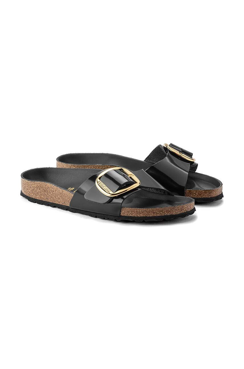 Birkenstock Usnjeni natikači Madrid ženski črna barva 1022541 - Pepit.si