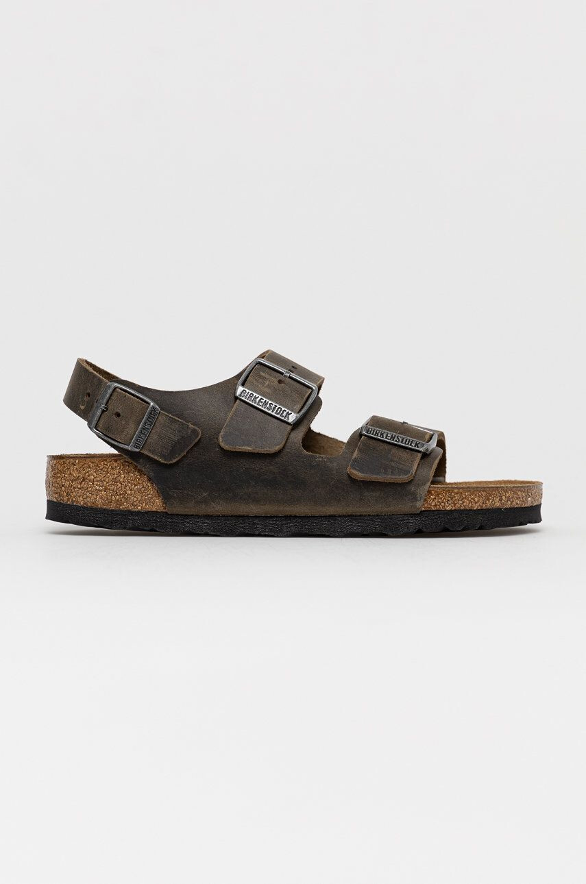 Birkenstock Usnjeni sandali ženski zelena barva - Pepit.si