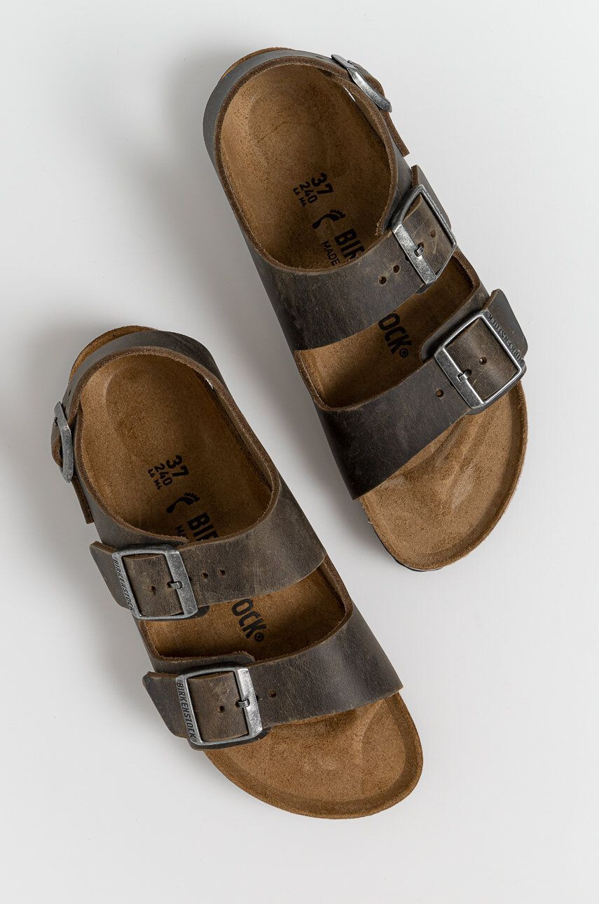 Birkenstock Usnjeni sandali ženski zelena barva - Pepit.si