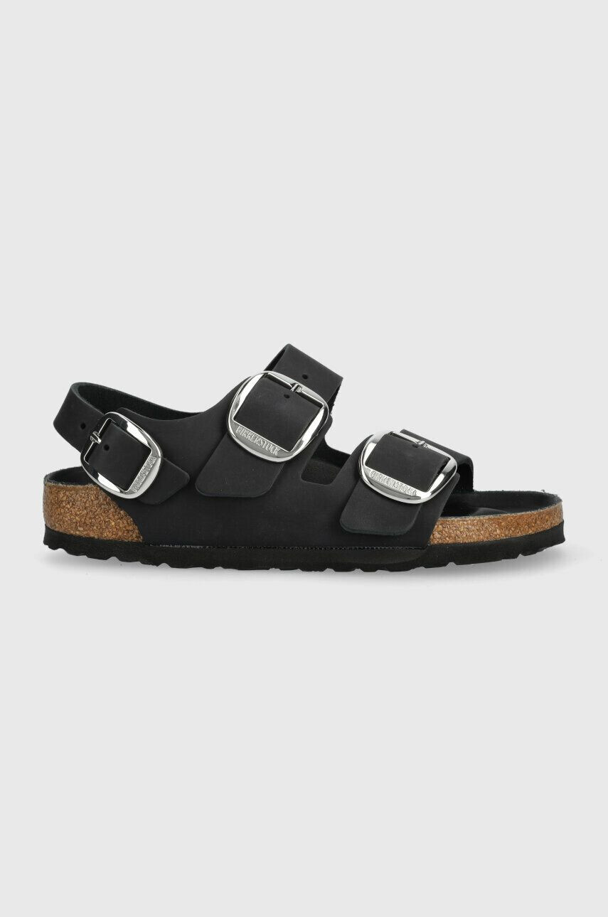 Birkenstock Usnjeni sandali Milano ženski črna barva - Pepit.si