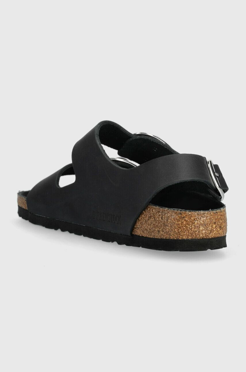 Birkenstock Usnjeni sandali Milano ženski črna barva - Pepit.si