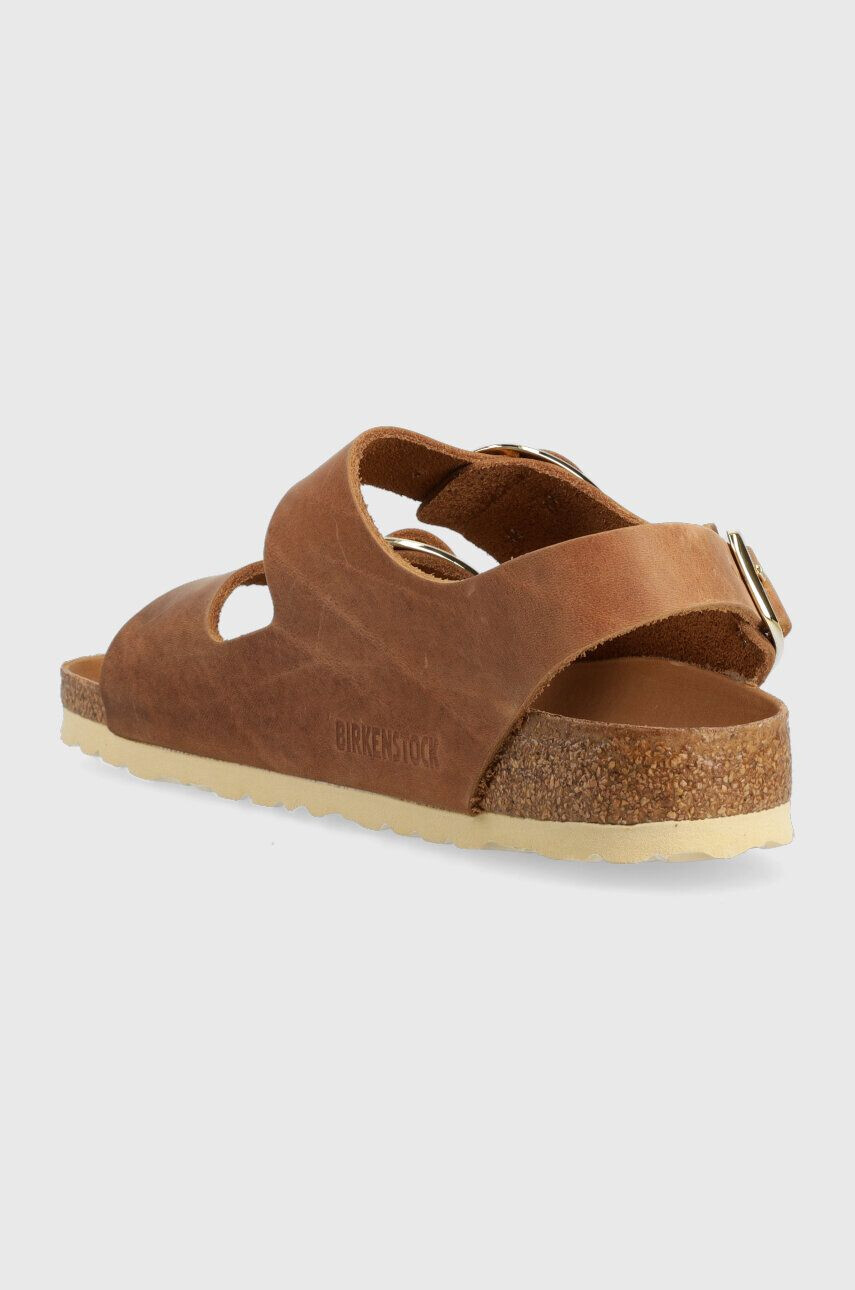 Birkenstock Usnjeni sandali Milano Big Buckle ženski rjava barva 1024067 - Pepit.si