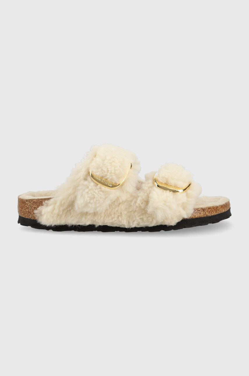 Birkenstock Volneni natikači Arizona Bb Shearling ženski siva barva - Pepit.si