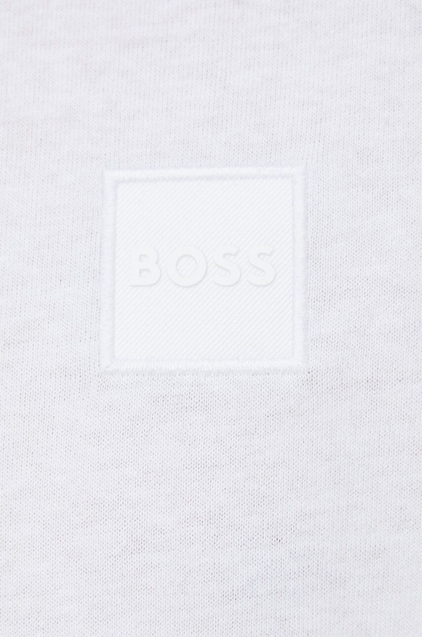 Boss Orange Bombažna majica z dolgimi rokavi BOSS Boss Casual bela barva - Pepit.si