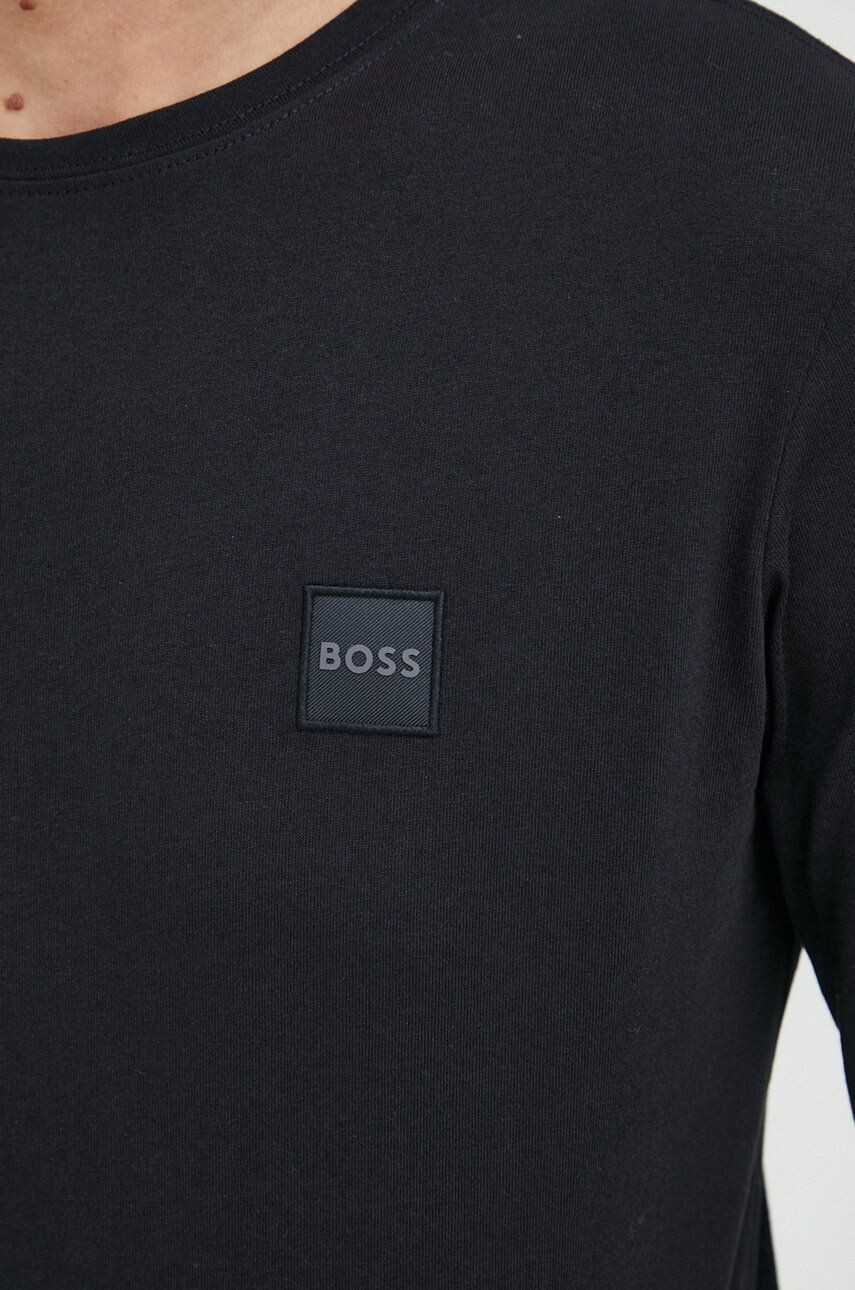 Boss Orange Bombažna majica z dolgimi rokavi BOSS Boss Casual črna barva - Pepit.si