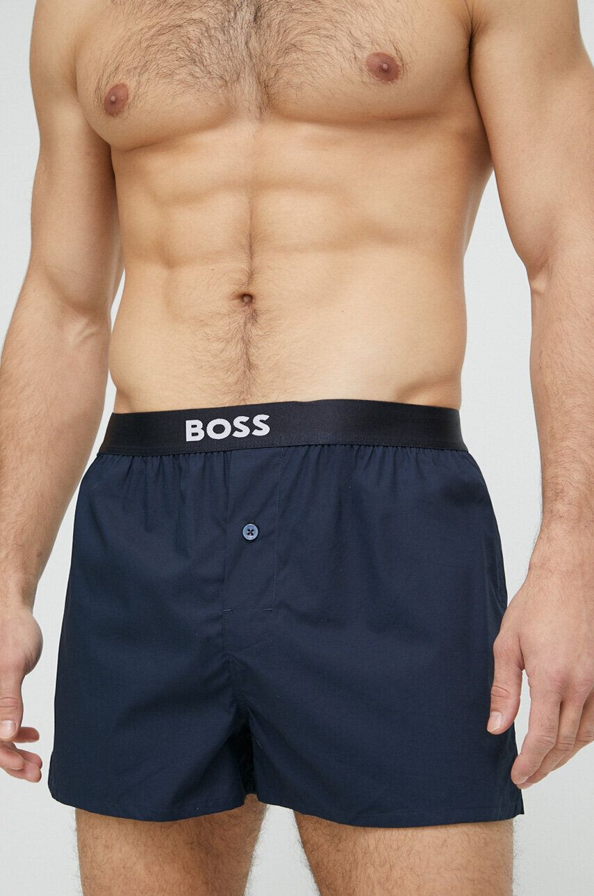 Boss Bombažne boksarice 2-pack mornarsko modra barva - Pepit.si