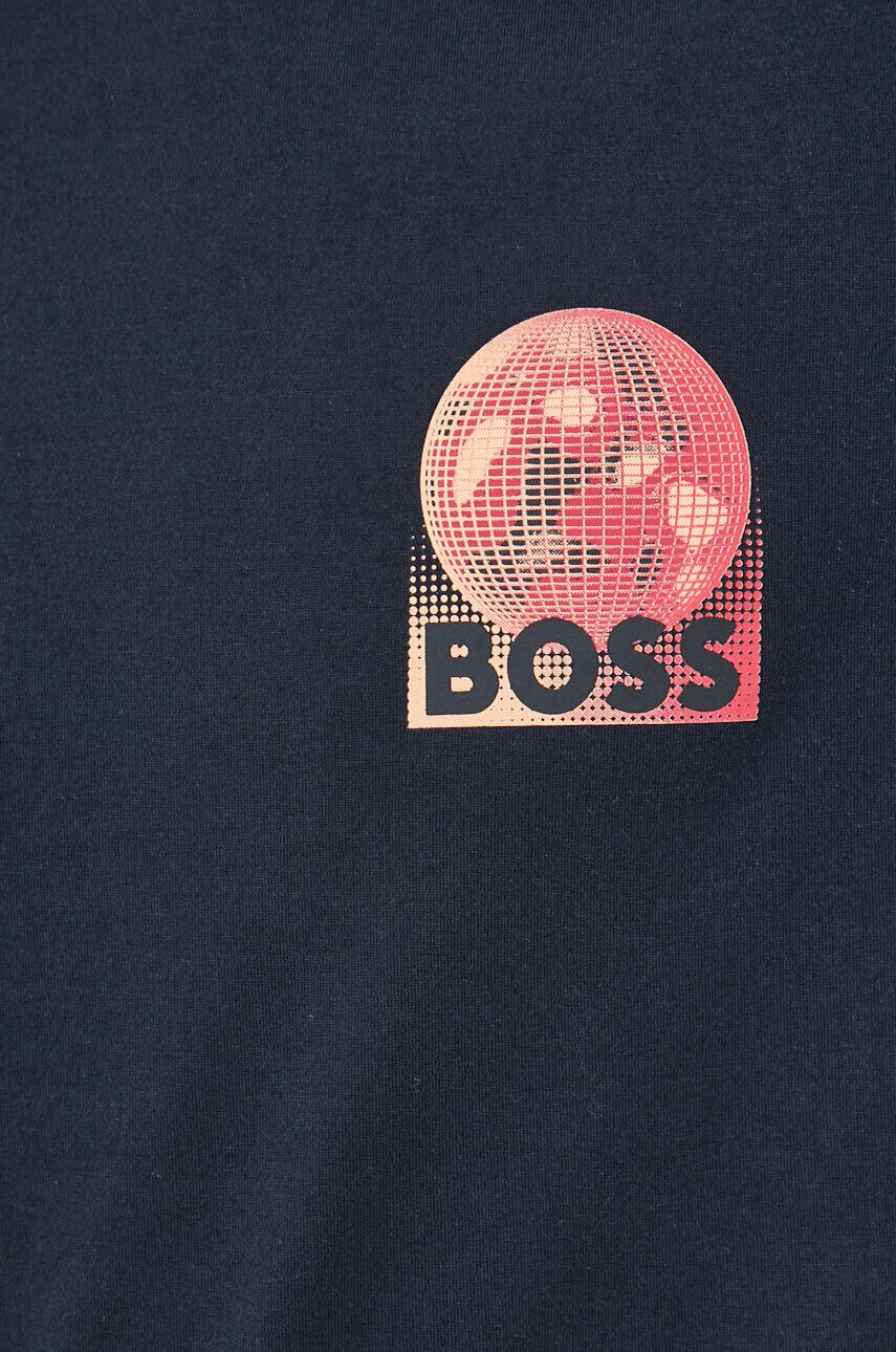 Boss Orange Dvostranski bombažen t-shirt BOSS mornarsko modra barva - Pepit.si