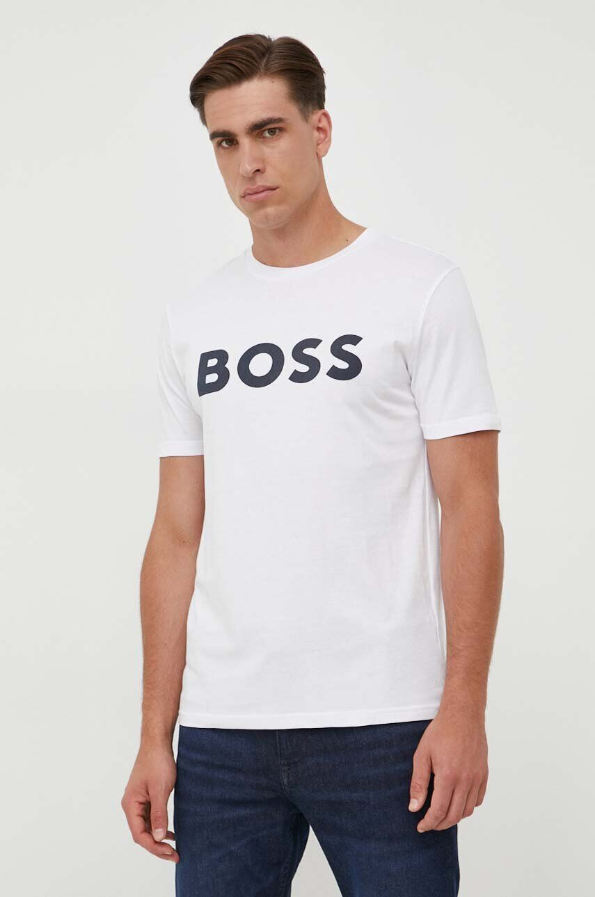 Boss Orange Bombažna kratka majica BOSS BOSS CASUAL bež barva - Pepit.si