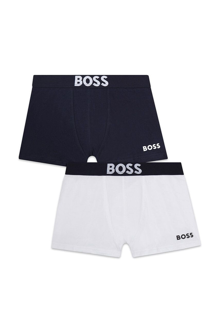 Boss Otroške boksarice (2-pack) mornarsko modra barva - Pepit.si