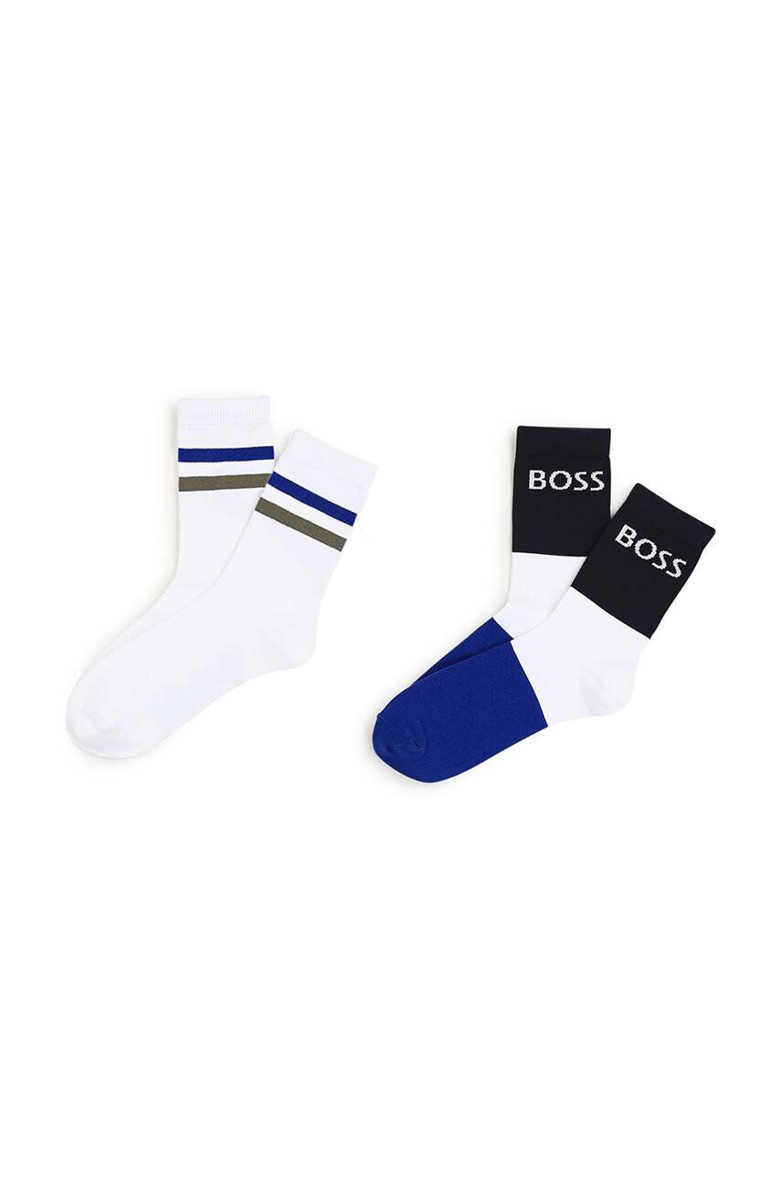 Boss Otroške nogavice 2-pack mornarsko modra barva - Pepit.si