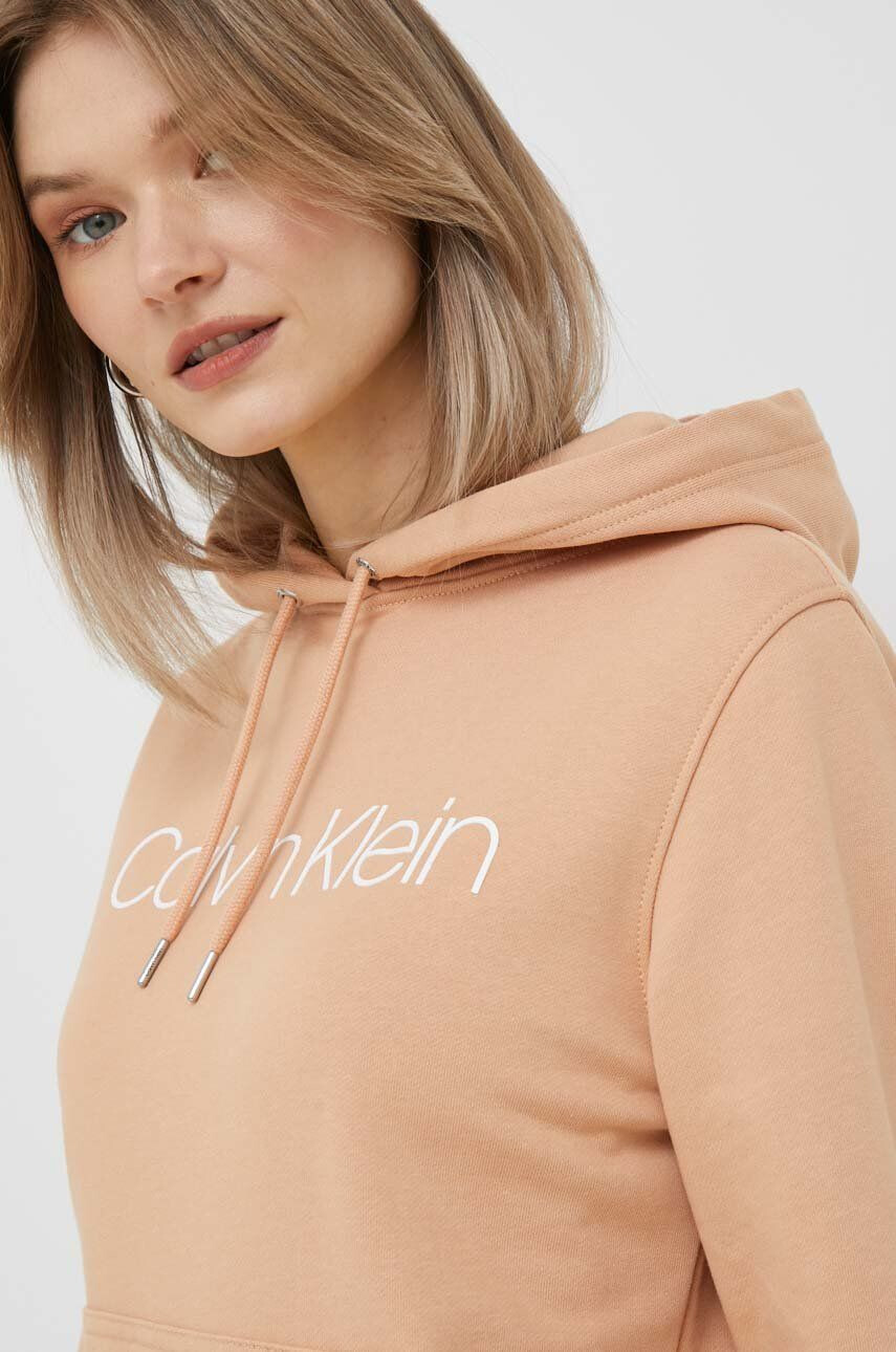 Calvin Klein Bluza ženska oranžna barva s kapuco - Pepit.si