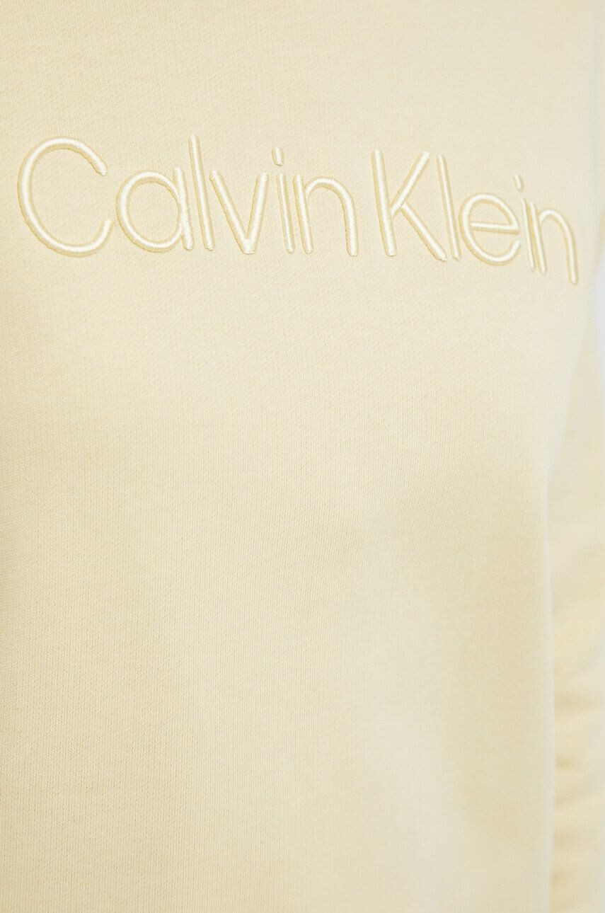 Calvin Klein Bombažen pulover ženska bež barva - Pepit.si