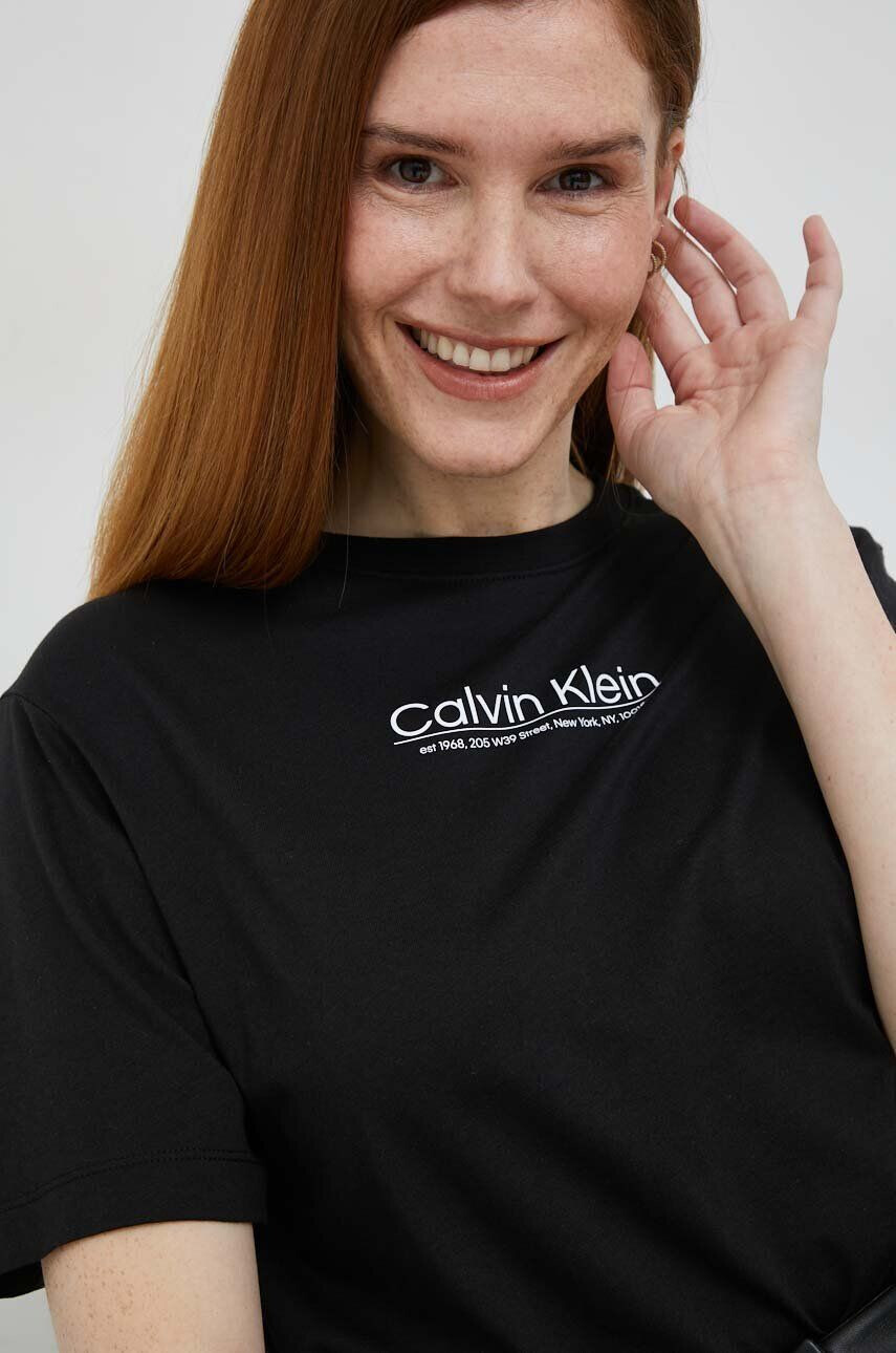 Calvin Klein Bombažna kratka majica črna barva - Pepit.si