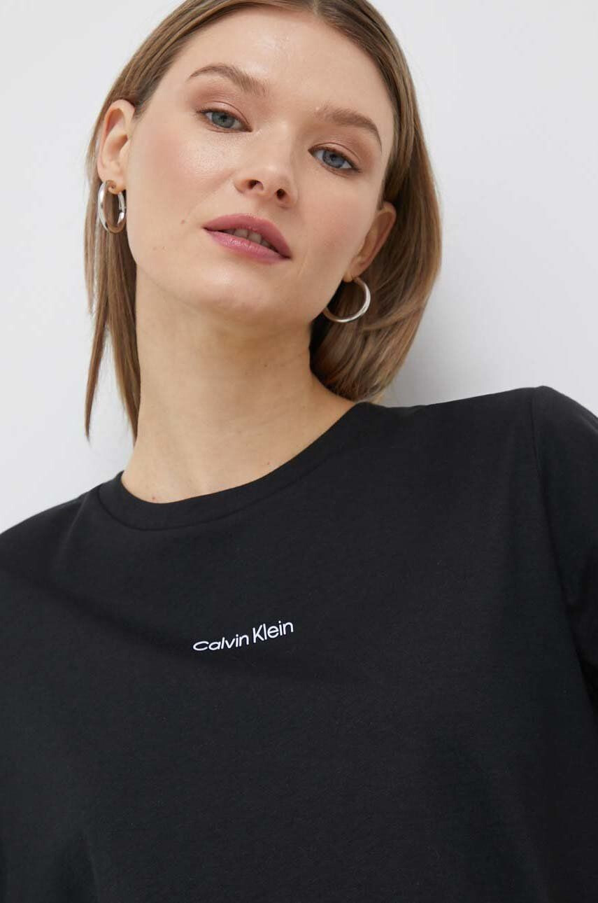 Calvin Klein Bombažna kratka majica črna barva - Pepit.si