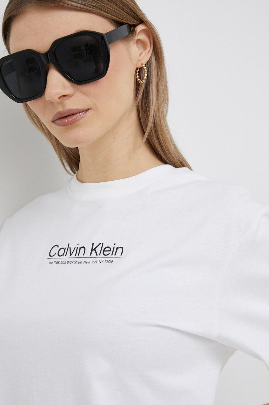 Calvin Klein Bombažna kratka majica bela barva - Pepit.si