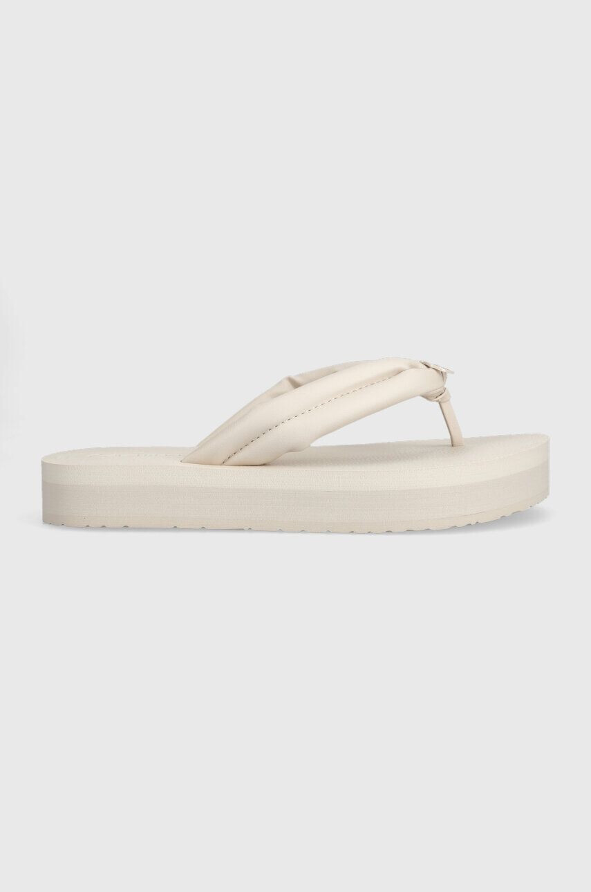 Calvin Klein Japonke FLATFORM FLIP FLOP W/HW ženske bež barva HW0HW01503 - Pepit.si